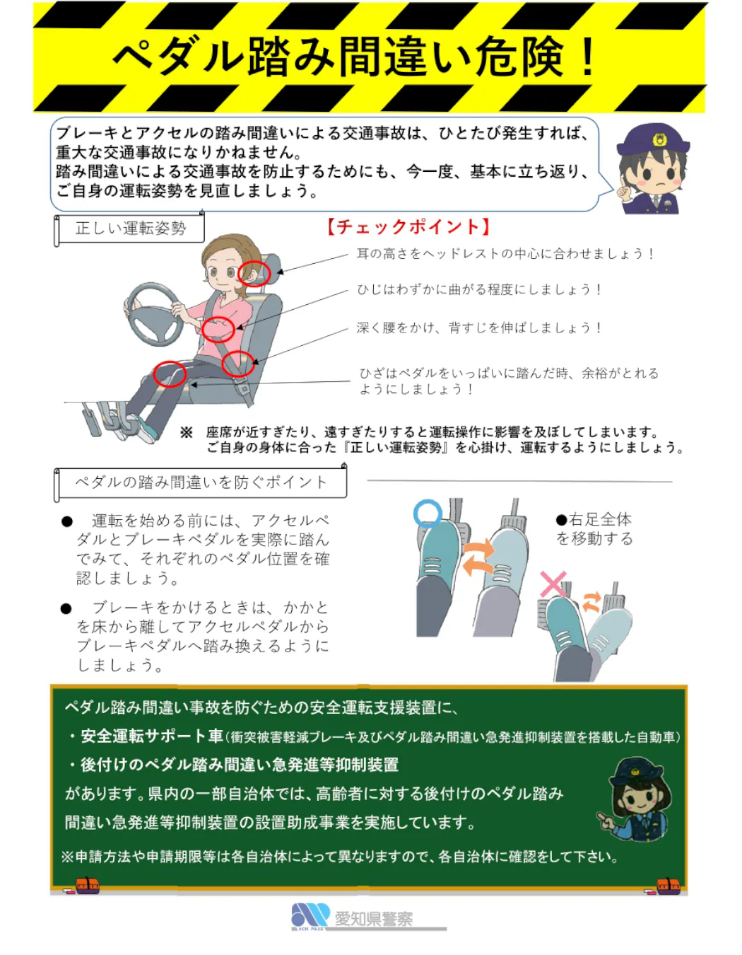ペダルの踏み間違いに気を付けて
